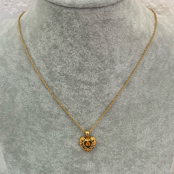 Avon Heart Citrine Scroll Necklace - Picture 2 of 5